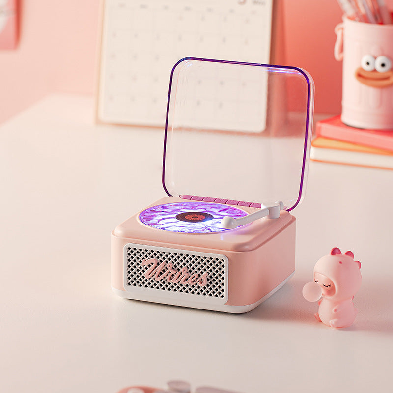 Retro white noise Bluetooth speaker wireless small high pitched vinyl record speaker