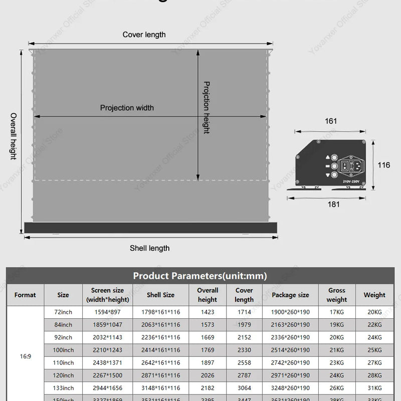 2025 Hot 150 Max Electric Tab Tension Floor Rising ALR Projector Screen Ambient Light Rejecting Motorized for UST Laser TV 3D 8K