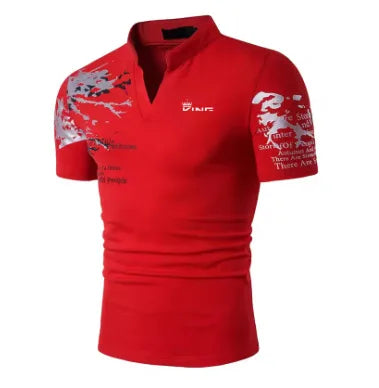 Men's Golf  irt V-Ne Printed Casual Top ort Sve Eye-ching Design Comfortable Me Fabric Thin Sle for Summer