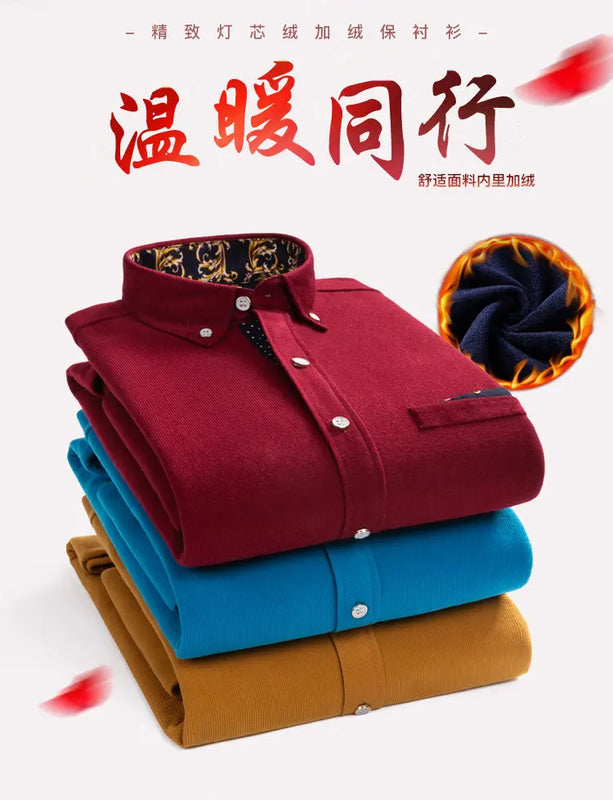 Mens Clothing Shirt For Men Long Sleeve Casual Shirt Winter Camisas Blouse Men's Streetwear Autumn Streetdress Thick Hombre