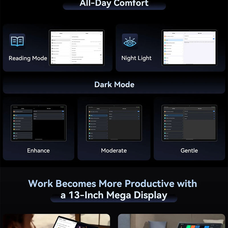 Blackview MEGA 8 Tablet 13 inch FHD+ Display 11000mAh 256GB 512GB AI Android 15 50Mp Camera 4 BOX Speakers 4G Pad PC