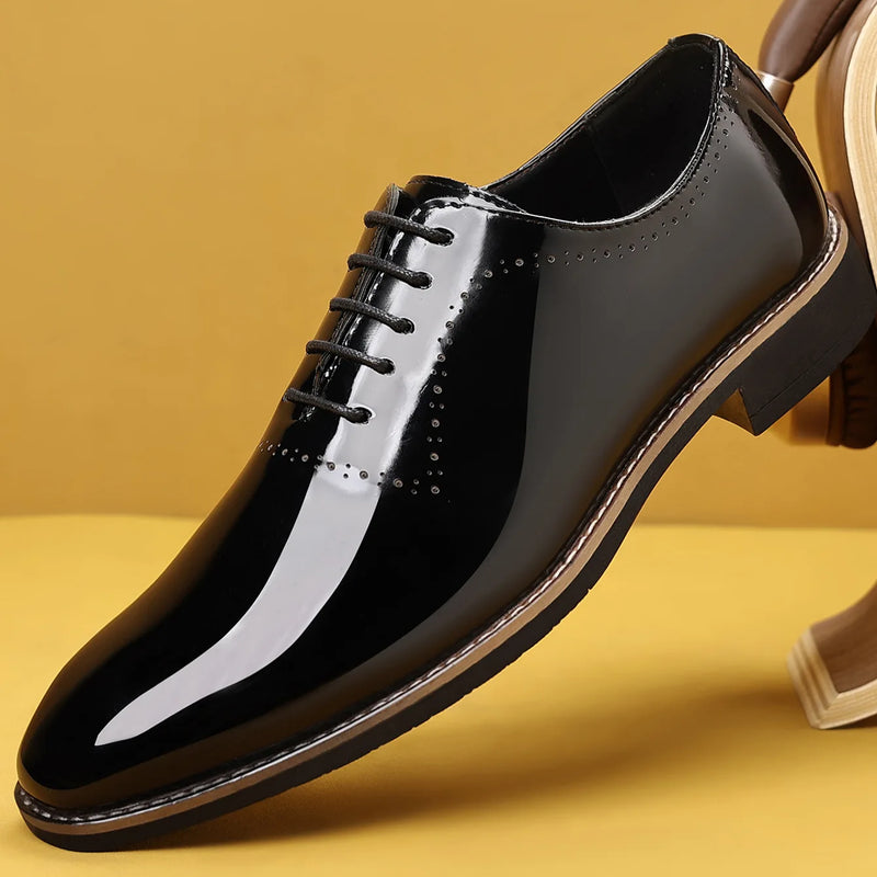 Luxury Men Oxford Shoes High Quality Patent Leather Men Shoes Comfortable Dress Wedding Party Shoes Classic Business Formal Shoe