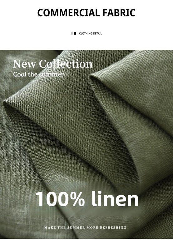 7627 100% Linen White Shirt for Men Spring Summer Fashion Solid Color Long Sleeve Simple Basic Business Casual Lapel Blouse Tops