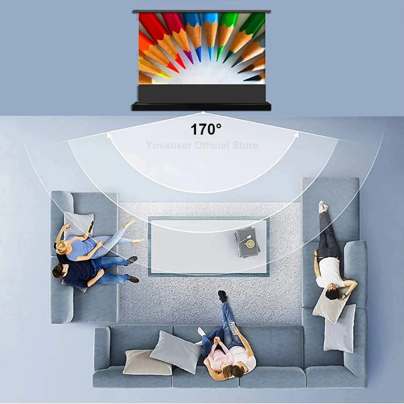 2025 Hot 150 Max Electric Tab Tension Floor Rising ALR Projector Screen Ambient Light Rejecting Motorized for UST Laser TV 3D 8K