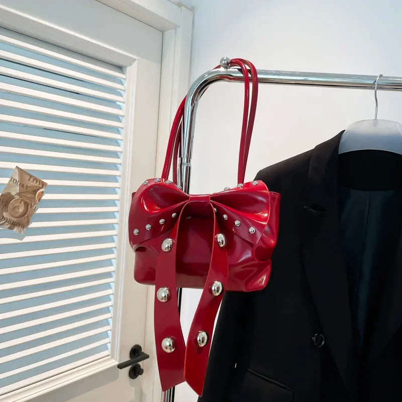 Trendy Bow Shoulder Bag Handbag Casual Underarm Bag Daily Commuting Bags PU Leather Lady Banquet Bag Business Women's Bags