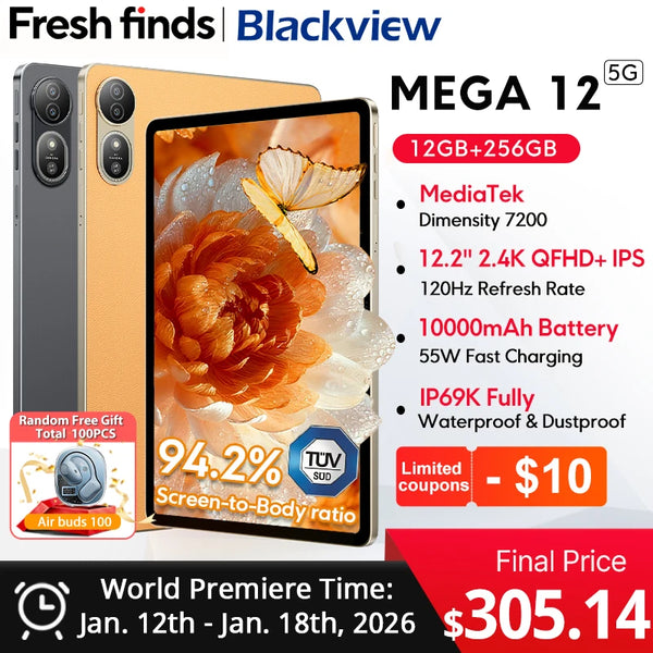 【World premiere】Blackview MEGA 12 Tablet 5G 12.2