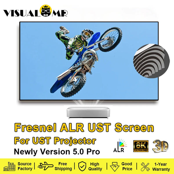 VisualMr Fresnel 5.0 Pro ALR UST Projection Screen Ambient Light Rejecting Fixed Frame Best for Ultra Short Throw Projector 4/8K