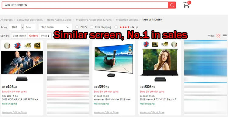 2025 Hot 150 Max Electric Tab Tension Floor Rising ALR Projector Screen Ambient Light Rejecting Motorized for UST Laser TV 3D 8K