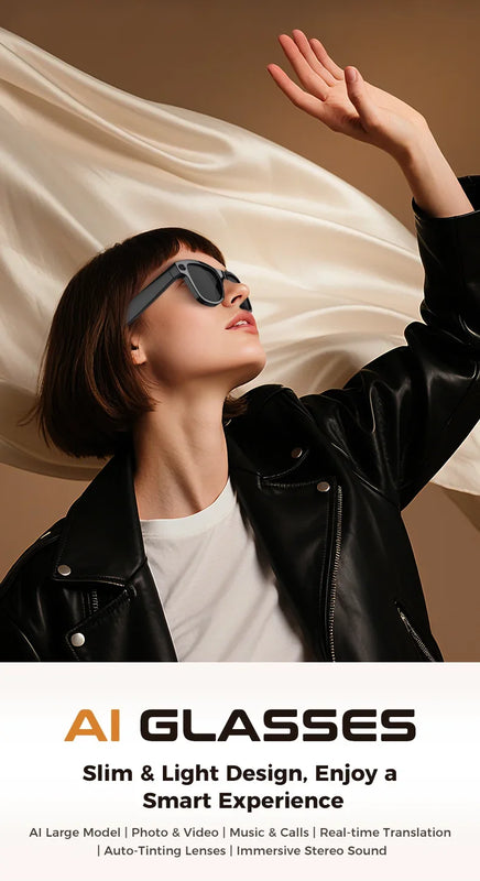 2026 AI Smart Glasses 4K HD Video 800W Camera 32GB WiFi Transfer Bluetooth Call Voice Assistant Chat GPT 3600mAh Charging Case