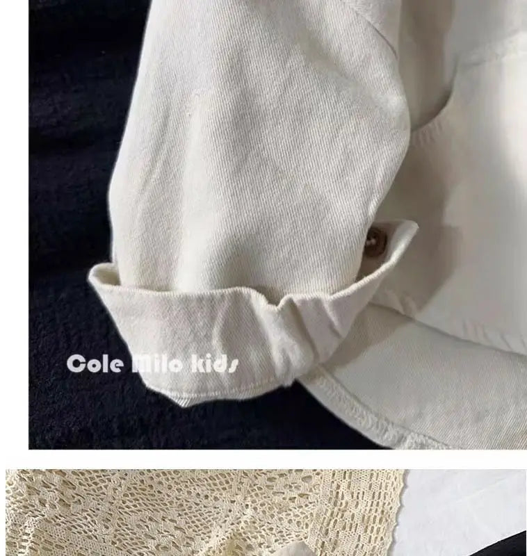 Korean boys' shirt long sleeved spring and autumn 2024 new girls' shirt baby top children's cardigan outdoor wear