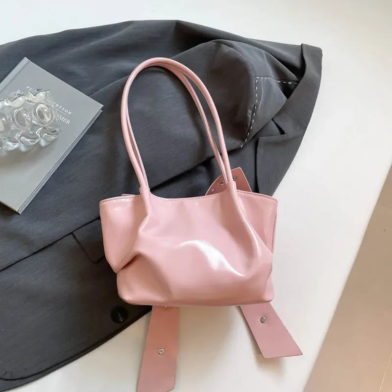 Trendy Bow Shoulder Bag Handbag Casual Underarm Bag Daily Commuting Bags PU Leather Lady Banquet Bag Business Women's Bags