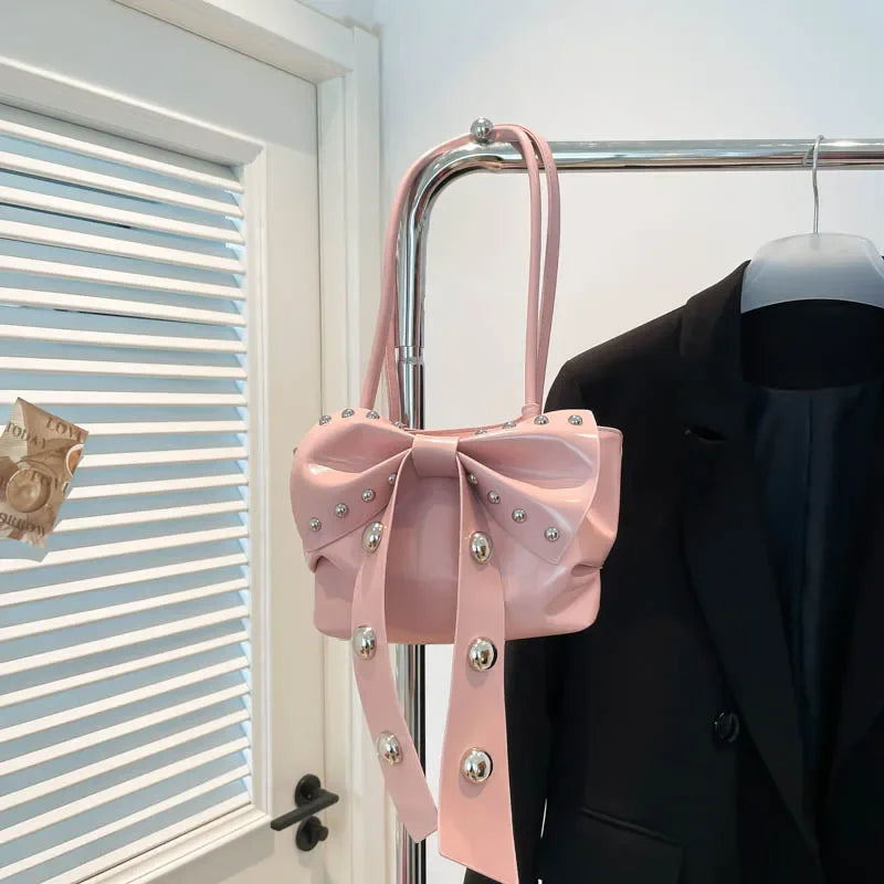 Trendy Bow Shoulder Bag Handbag Casual Underarm Bag Daily Commuting Bags PU Leather Lady Banquet Bag Business Women's Bags