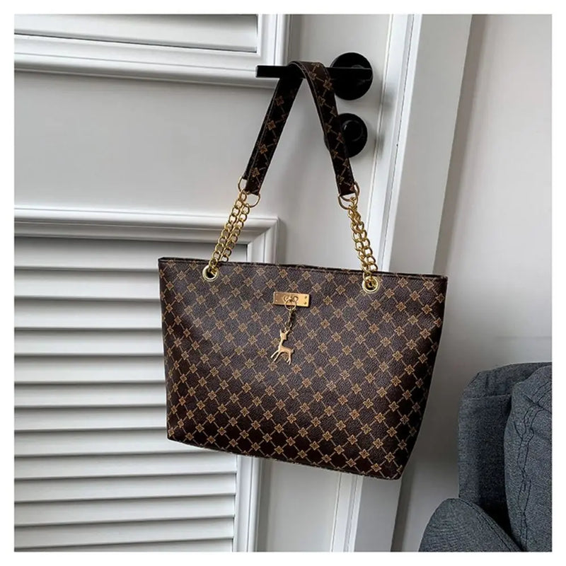 New PU Leather Shoulder Bags Large Capacity Printing Handbags Shopping Bag Women