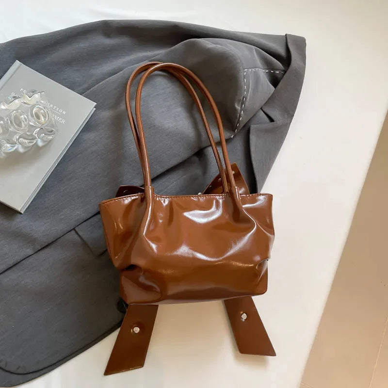 Trendy Bow Shoulder Bag Handbag Casual Underarm Bag Daily Commuting Bags PU Leather Lady Banquet Bag Business Women's Bags