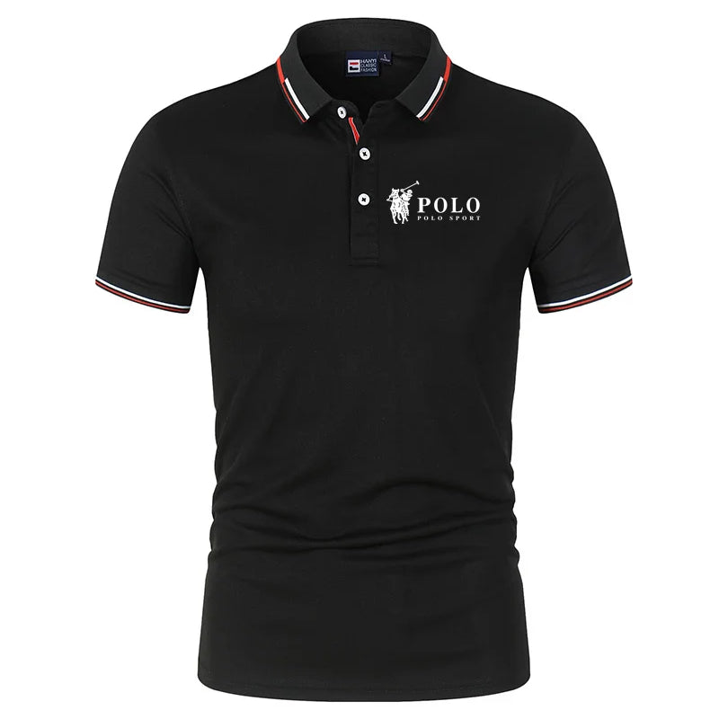 Men's premium summer polo shirt, quick drying, breathable, casual, business fashion, sports, short sleeved, men's clothing
