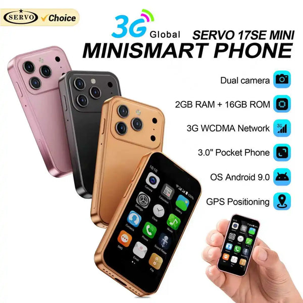 SERVO 17SE MINI 3G Tiny Smartphone Android System Play Store 2GB+16GB WhatsAPP GPS WiFi Dual SIM Card 3.0