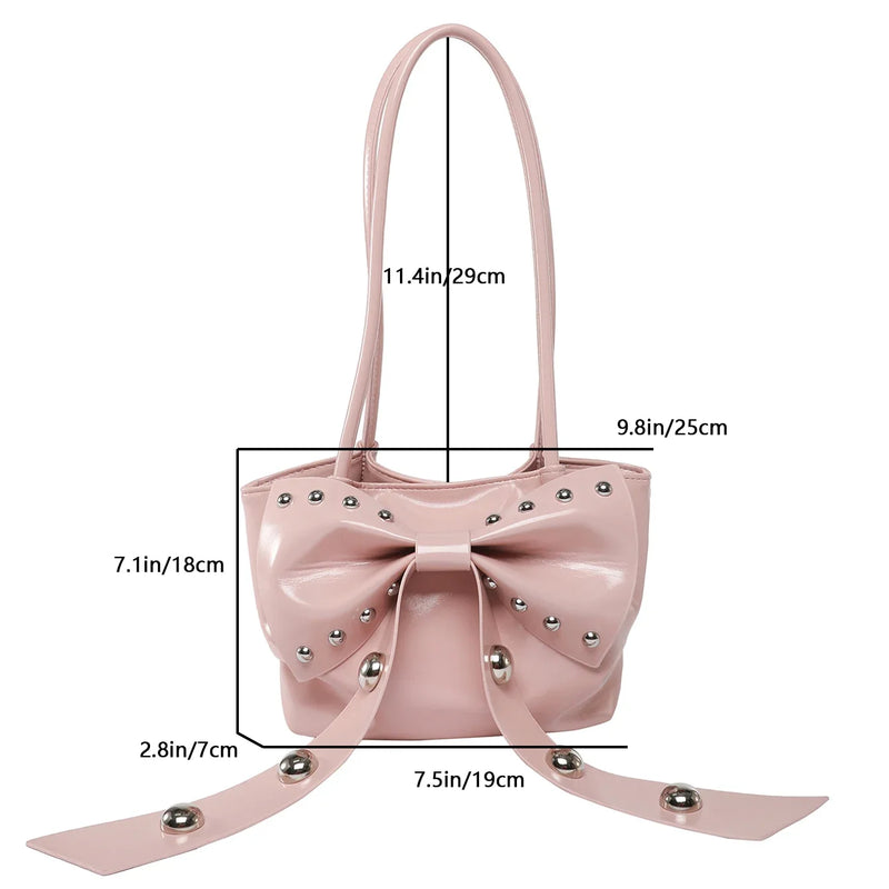 Trendy Bow Shoulder Bag Handbag Casual Underarm Bag Daily Commuting Bags PU Leather Lady Banquet Bag Business Women's Bags
