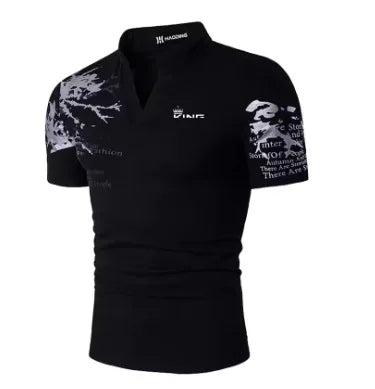 Men's Golf  irt V-Ne Printed Casual Top ort Sve Eye-ching Design Comfortable Me Fabric Thin Sle for Summer