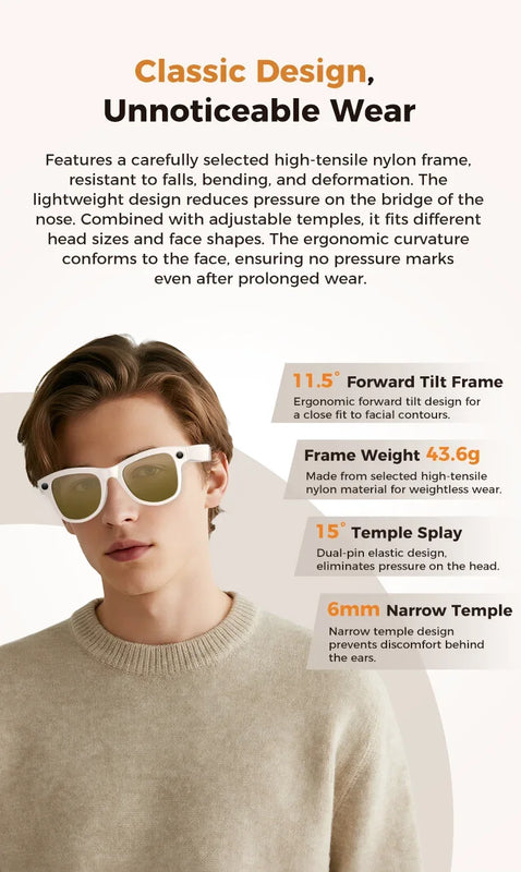 2026 AI Smart Glasses 4K HD Video 800W Camera 32GB WiFi Transfer Bluetooth Call Voice Assistant Chat GPT 3600mAh Charging Case