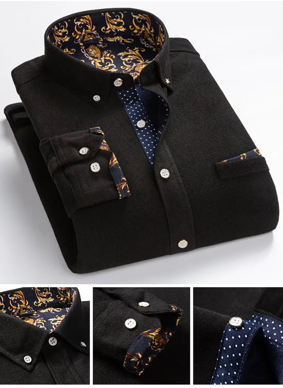 Mens Clothing Shirt For Men Long Sleeve Casual Shirt Winter Camisas Blouse Men's Streetwear Autumn Streetdress Thick Hombre