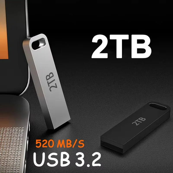 2TB USB 3.2 Flash Drive High Speed Metal U Disk TypeC Memory Stick Waterproof SSD Storage PC Phone Data Transfer Portable
