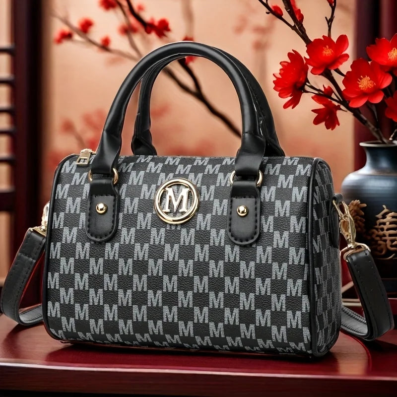 Women Alphabet Shoulder Bag with Golden 