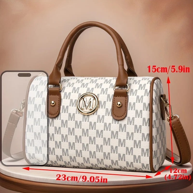 Women Alphabet Shoulder Bag with Golden 