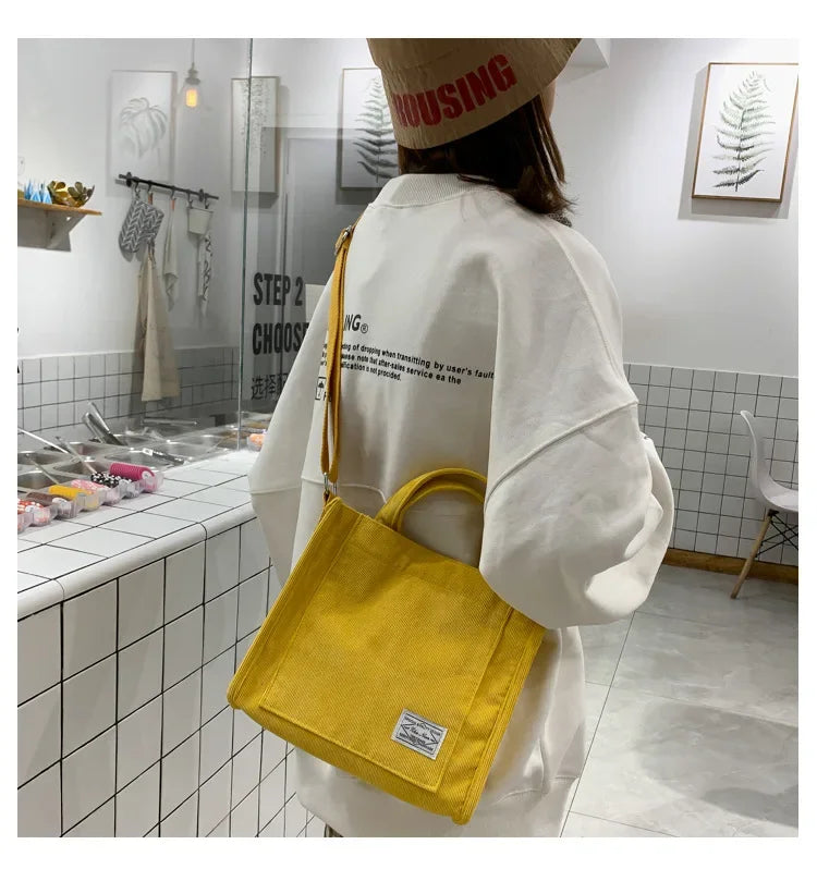 Women Handbag Simple Corduroy Portable Large Capacity HandBag Ins Fashion Trend Small Square Handbag Single Shoulder Bags