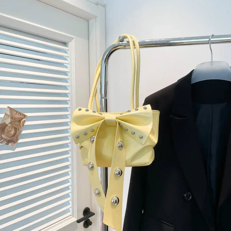 Trendy Bow Shoulder Bag Handbag Casual Underarm Bag Daily Commuting Bags PU Leather Lady Banquet Bag Business Women's Bags