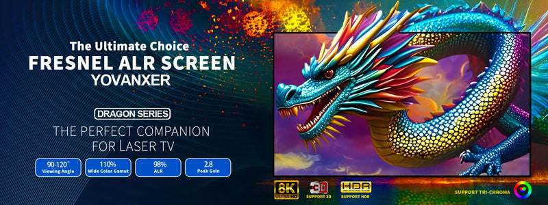 NEW Dragon Series Fresnel 5.0 Pro ALR Fixed Frame Projection Screen Ambient Light Rejecting for Ultra Short Throw UST Projectors