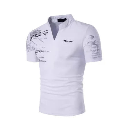 Men's Golf  irt V-Ne Printed Casual Top ort Sve Eye-ching Design Comfortable Me Fabric Thin Sle for Summer