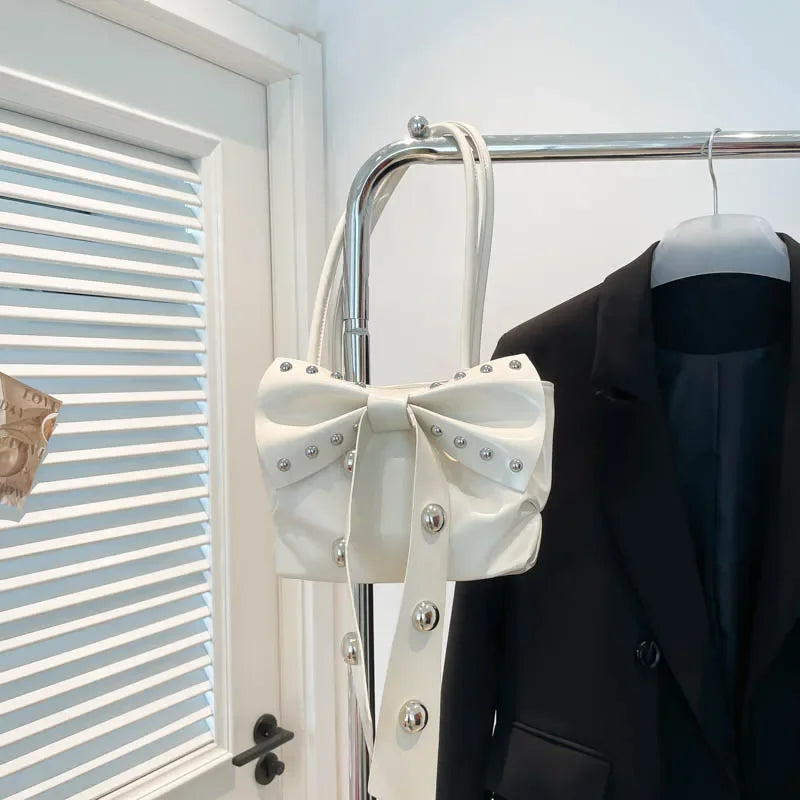 Trendy Bow Shoulder Bag Handbag Casual Underarm Bag Daily Commuting Bags PU Leather Lady Banquet Bag Business Women's Bags