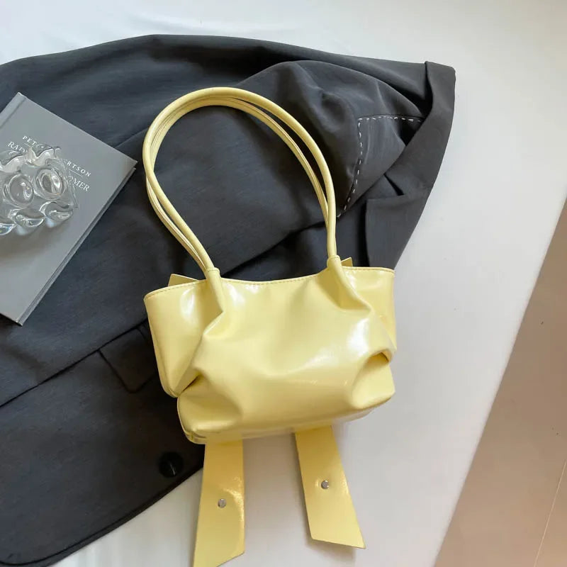 Trendy Bow Shoulder Bag Handbag Casual Underarm Bag Daily Commuting Bags PU Leather Lady Banquet Bag Business Women's Bags