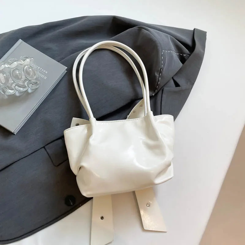 Trendy Bow Shoulder Bag Handbag Casual Underarm Bag Daily Commuting Bags PU Leather Lady Banquet Bag Business Women's Bags