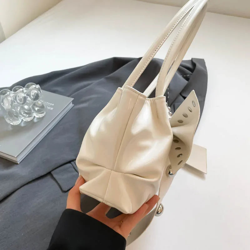 Trendy Bow Shoulder Bag Handbag Casual Underarm Bag Daily Commuting Bags PU Leather Lady Banquet Bag Business Women's Bags