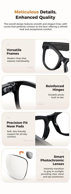 2026 AI Smart Glasses 4K HD Video 800W Camera 32GB WiFi Transfer Bluetooth Call Voice Assistant Chat GPT 3600mAh Charging Case