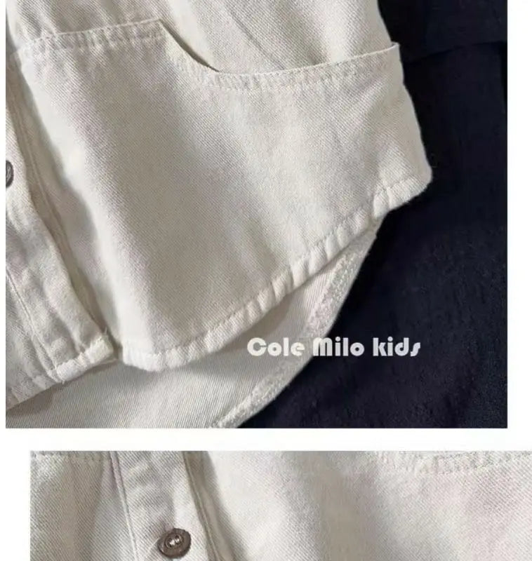 Korean boys' shirt long sleeved spring and autumn 2024 new girls' shirt baby top children's cardigan outdoor wear