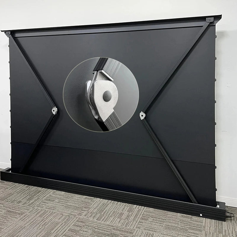 2025 Hot 150 Max Electric Tab Tension Floor Rising ALR Projector Screen Ambient Light Rejecting Motorized for UST Laser TV 3D 8K