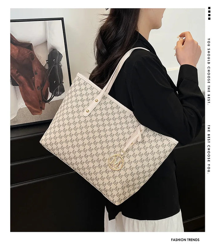 Large Capacity Commuting Tote Bags Fashionable Printed Pu Leather Handbag for Women College Students Class Handbags Shoulder Bag