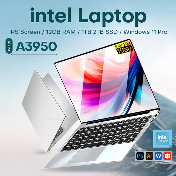14.1inch Intel Atom A3950 Laptop Computer Windows 11 Pro 2025 Notebook PC 12GB RAM 512GB 1TB SSD 1920*1080 Office Computer PC
