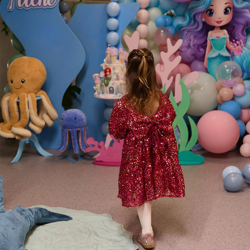 2025 KS Christmas Girls Sequin Shining Pretty Dress Kid Princess Dresses Girl Cute Jacket Children Carnival Party Vestidos Gifts