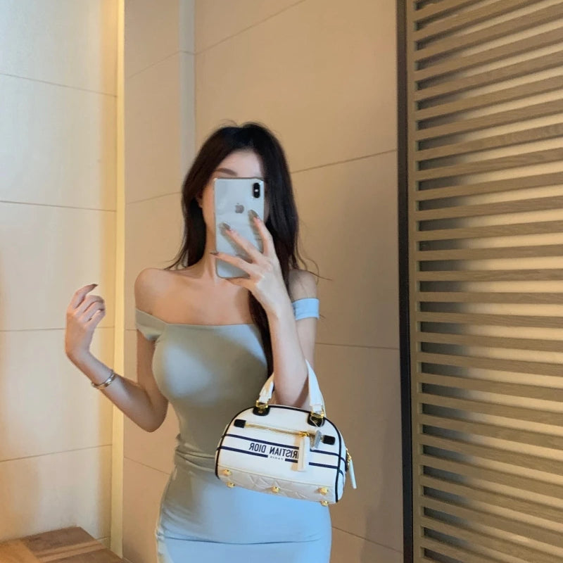 Sweet And Spicy oulder  Dr Women's Sexy Personali Pleated Bodycon  Skirt Pure Desire Waist Cinching Slimm...