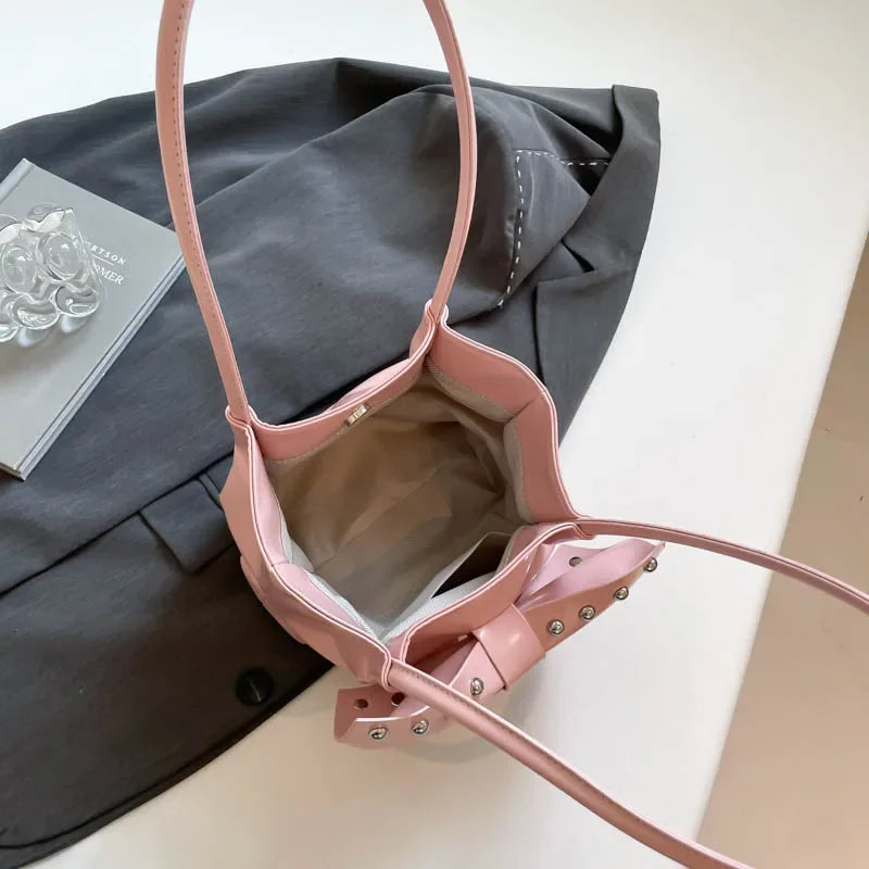 Trendy Bow Shoulder Bag Handbag Casual Underarm Bag Daily Commuting Bags PU Leather Lady Banquet Bag Business Women's Bags