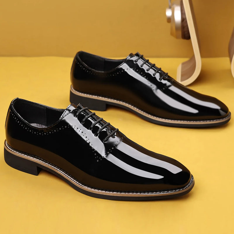 Luxury Men Oxford Shoes High Quality Patent Leather Men Shoes Comfortable Dress Wedding Party Shoes Classic Business Formal Shoe