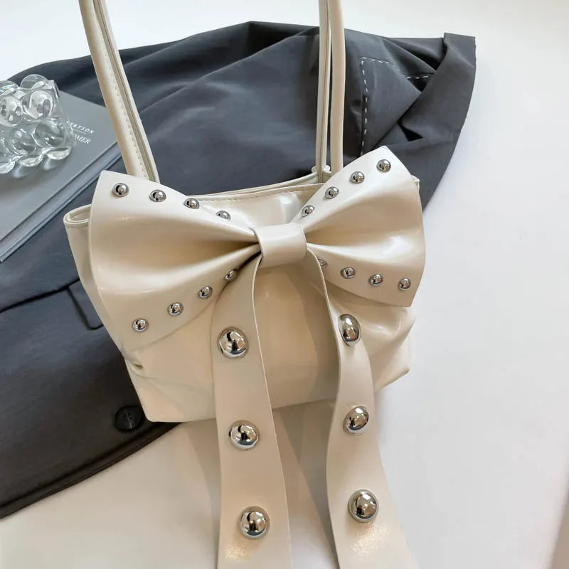 Trendy Bow Shoulder Bag Handbag Casual Underarm Bag Daily Commuting Bags PU Leather Lady Banquet Bag Business Women's Bags