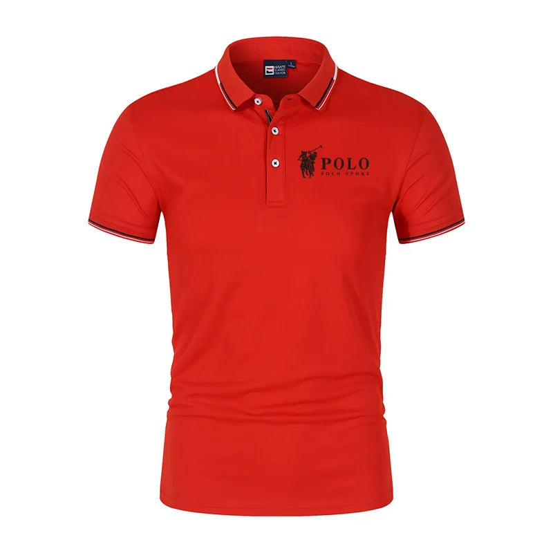 Men's premium summer polo shirt, quick drying, breathable, casual, business fashion, sports, short sleeved, men's clothing