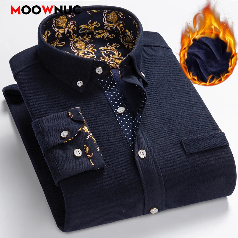 Mens Clothing Shirt For Men Long Sleeve Casual Shirt Winter Camisas Blouse Men's Streetwear Autumn Streetdress Thick Hombre