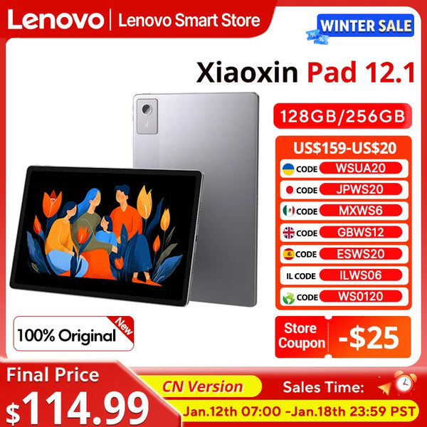 New Lenovo Xiaoxin Pad 12.1 2025 Tablet 12.1'' 90Hz Original CN version MediaTek Dimensity 6400 10200mAh 45W Charging Pad PC