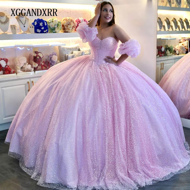 Customized Pink Quinceanera Dresses 2026 Ball Gown Rose Gold Lace Applique Princess Sweet 16 Dress Birthday Party Vestido De 15