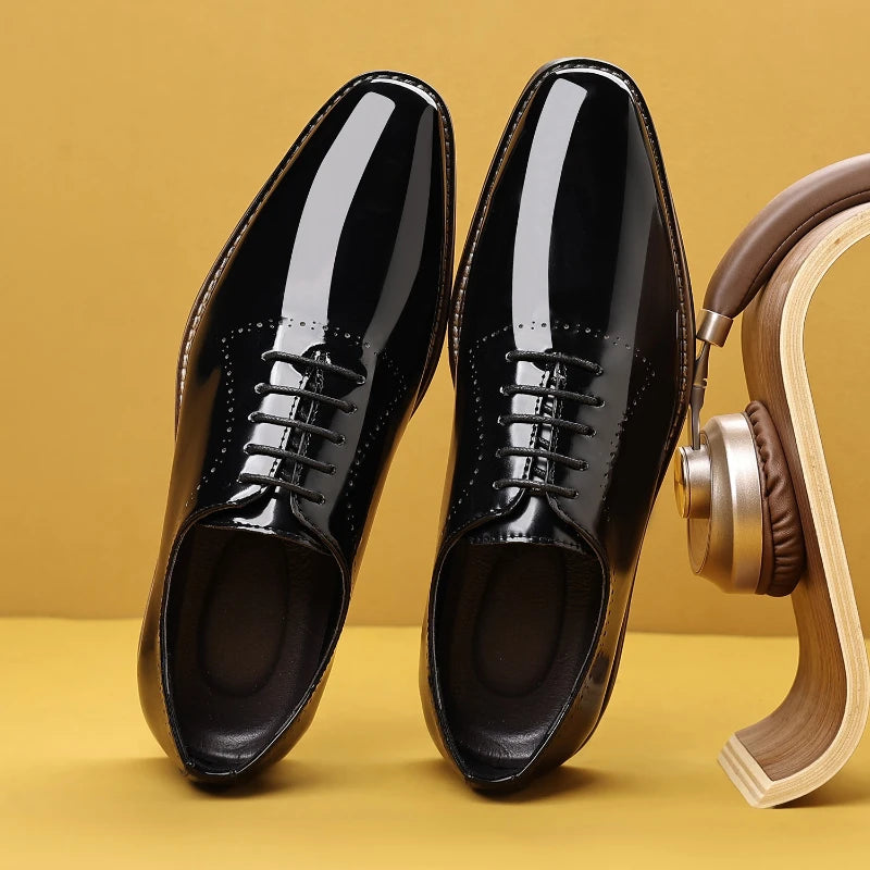 Luxury Men Oxford Shoes High Quality Patent Leather Men Shoes Comfortable Dress Wedding Party Shoes Classic Business Formal Shoe